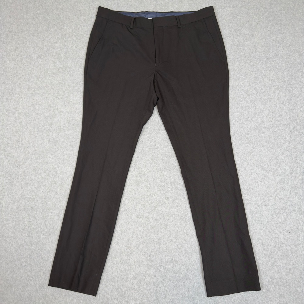 EGARA Mens Dress Pants Flat Front Slim Black Size 32x30 Business Workwear